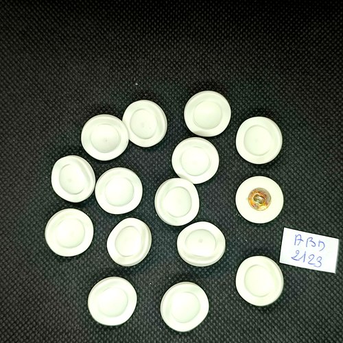 15 boutons en résine blanc - 17mm - abd2123
