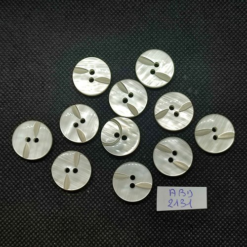 11 boutons en résine blanc cassé - 18mm - abd2131