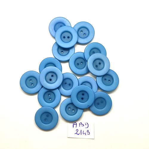 18 boutons en résine bleu - 17mm - abd2143