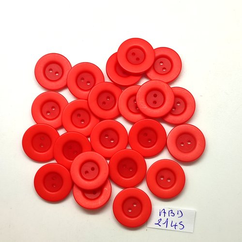22 boutons en résine rouge clair - 17mm - abd2145