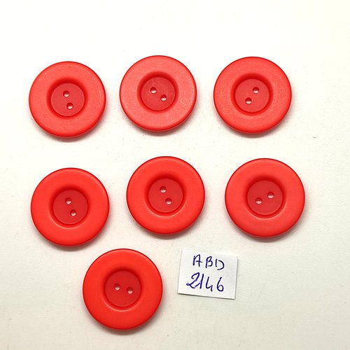 7 boutons en résine rouge clair - 22mm - abd2146