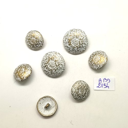 7 boutons en métal blanc et doré - 22mm et 17mm - abd2134