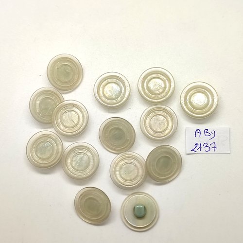 14 boutons en résine vert très clair - 17mm - abd2137