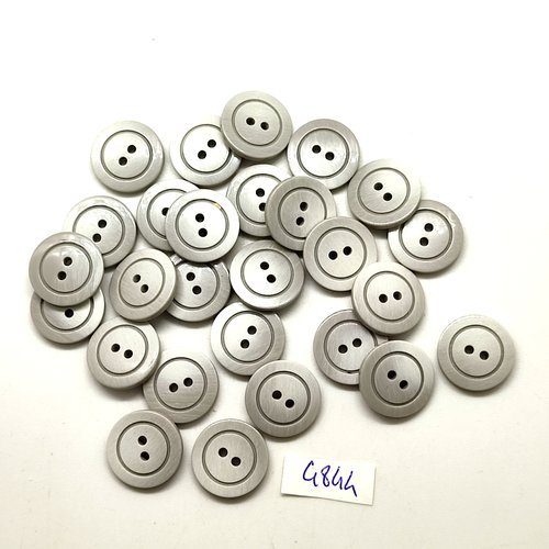 27 boutons en résine gris - 15mm - tr4844