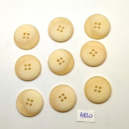 9 boutons en résine beige - 23mm - tr4830