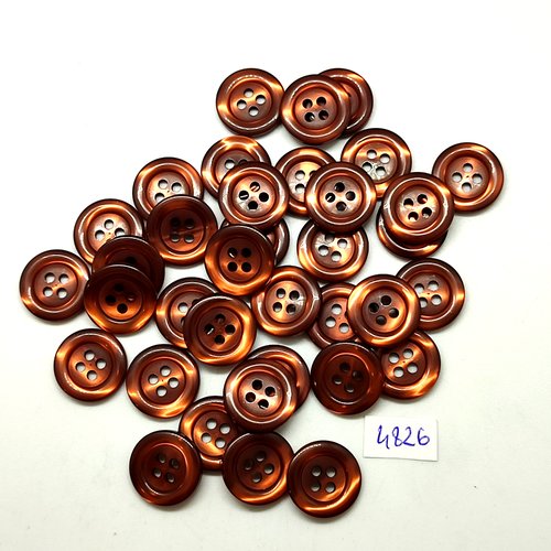 35 boutons en résine marron - 15mm - tr4826
