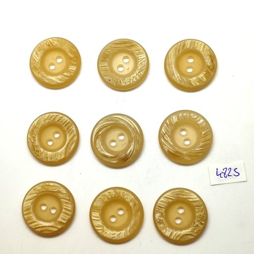 9 boutons en résine beige - 23mm - tr4825