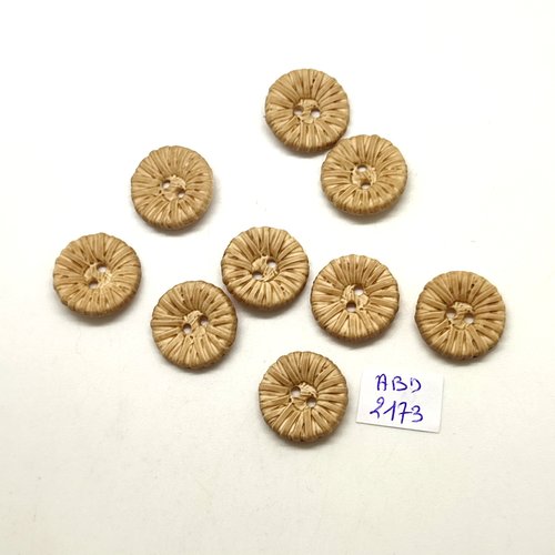 9 boutons en résine beige foncé - 18mm - abd2173
