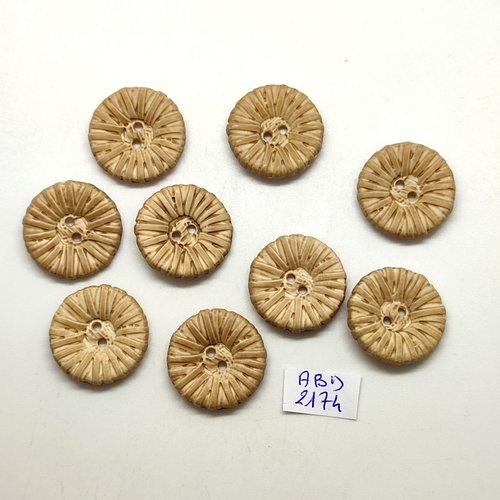 9 boutons en résine beige foncé - 23mm - abd2174
