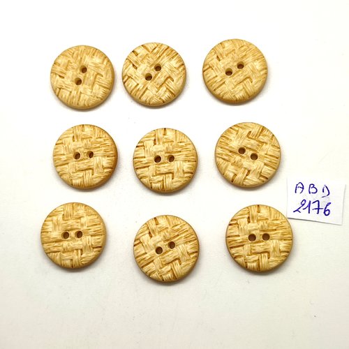 9 boutons en résine beige - 21mm - abd2176