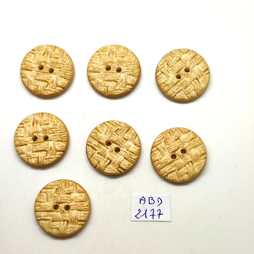 7 boutons en résine beige - 26mm - abd2177