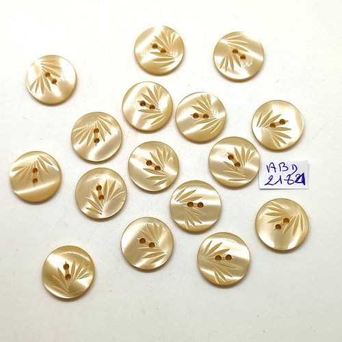 16 boutons en résine beige - 18mm - abd2181