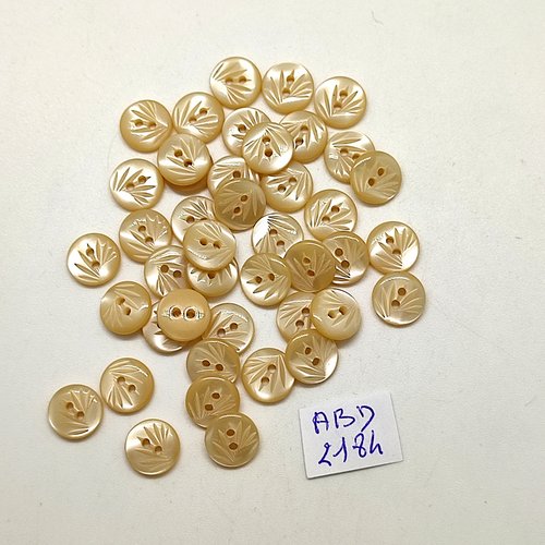43 boutons en résine beige - 10mm - abd2184