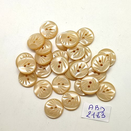 27 boutons en résine beige - 14mm - abd2183