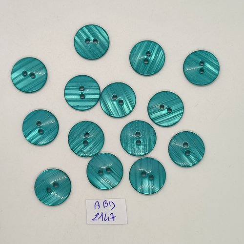 14 boutons en résine bleu / vert - 18mm - abd2147