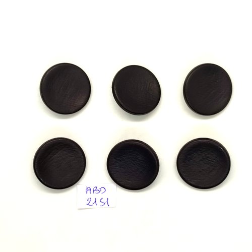 6 boutons en résine noir - 23mm - abd2151