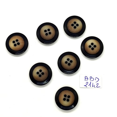 7 boutons en résine marron et beige - 20mm - abd2142