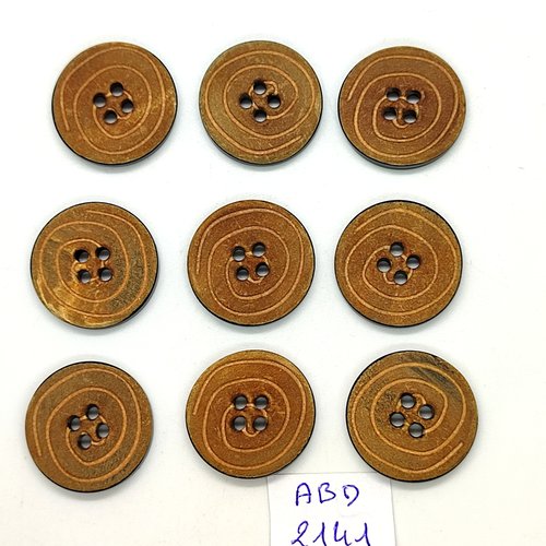 9 boutons en résine marron / ocre - 22/23mm - abd2141