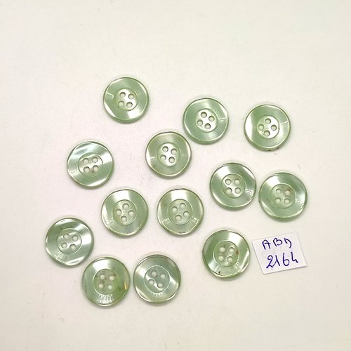 13 boutons en résine vert clair - 18mm - abd2164