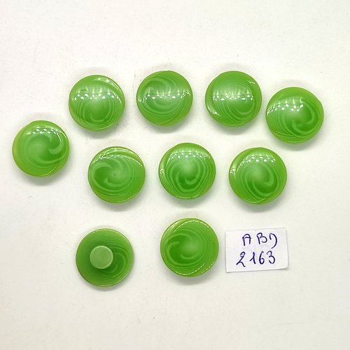10 boutons en résine vert - 18mm - abd2163