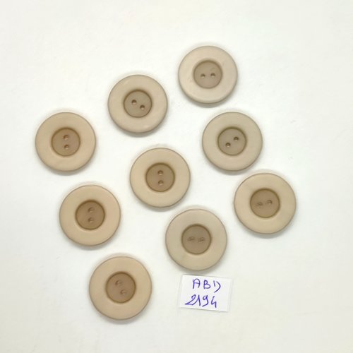 9 boutons en résine beige très clair - 22mm - abd2194