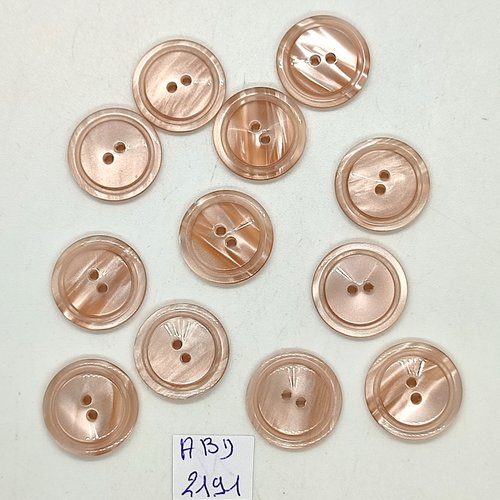 12 boutons en résine rose - 18mm - abd2191
