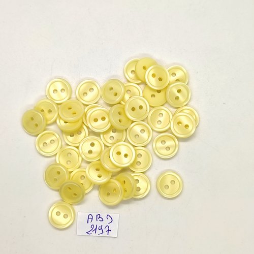 40 boutons en résine jaune - 11mm - abd2197