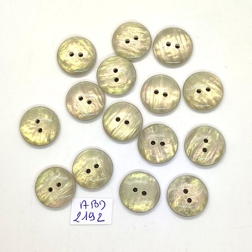 15 boutons en résine gris clair - 17mm - abd2192