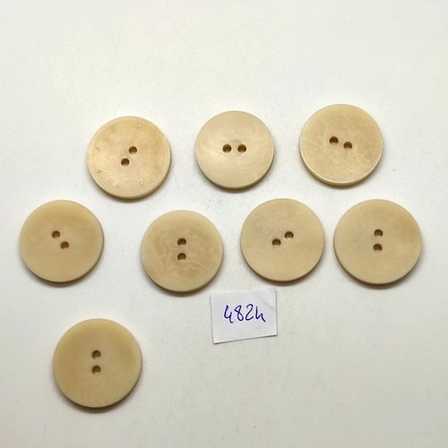 8 boutons en résine beige - 23mm - tr4824