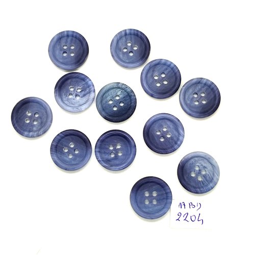 12 boutons en résine bleu - 20mm - abd2204