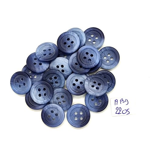 24 boutons en résine bleu - 15mm - abd2205