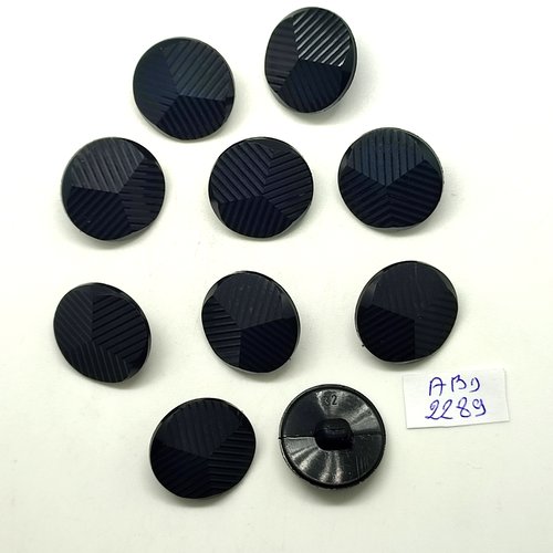 10 boutons en résine noir - 20mm - abd2289
