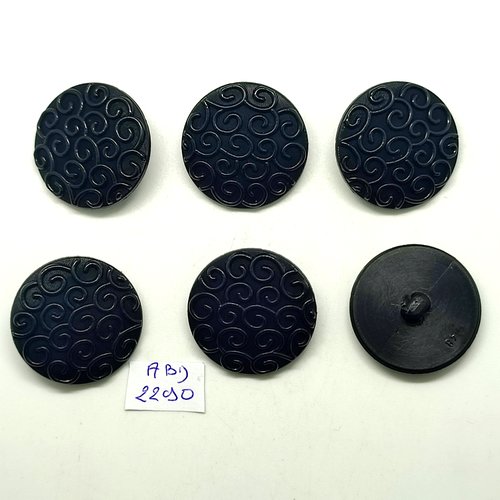 6 boutons en résine noir - 30mm - abd2190