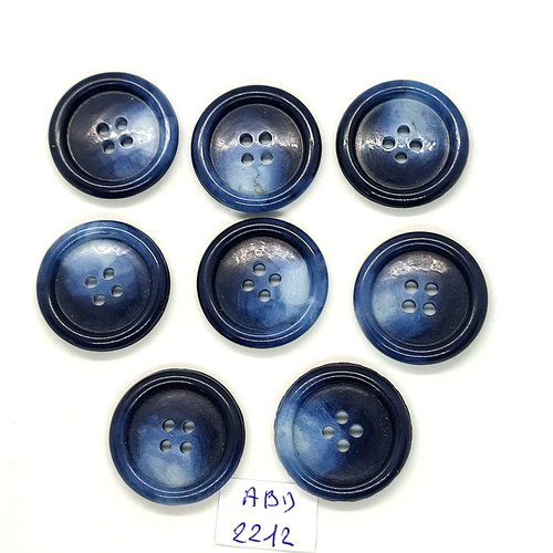 8 boutons en résine bleu - 26mm - abd2212