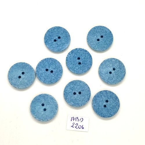 9 boutons en résine bleu - 22mm - abd2206