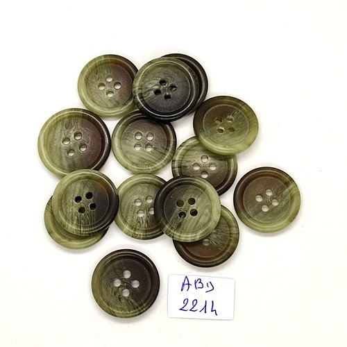 14 boutons en résine vert - 20mm et 22mm - abd2214