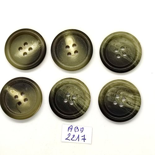 6 boutons en résine vert - 25mm - abd2217