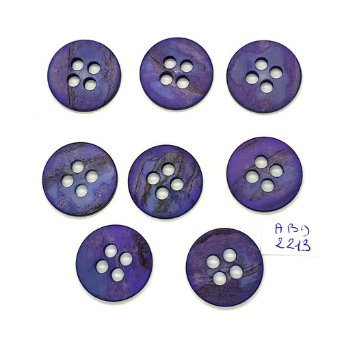 8 boutons en résine violet - 23mm - abd2213