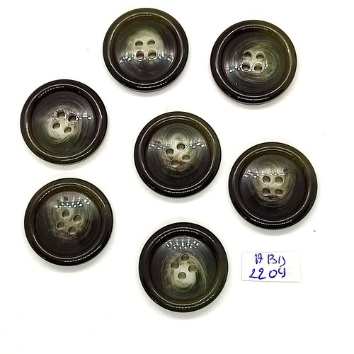 7 boutons en résine gris / vert - 25mm - abd2209