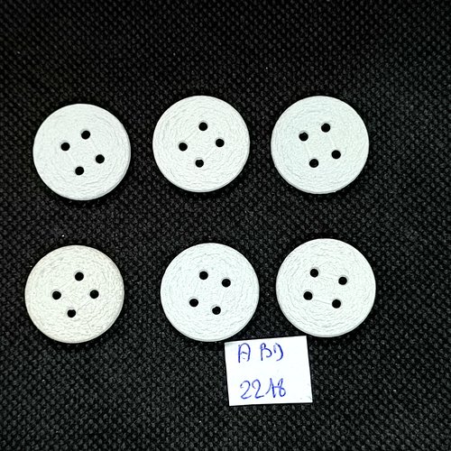 6 boutons résine blanc - 21mm- abd2218