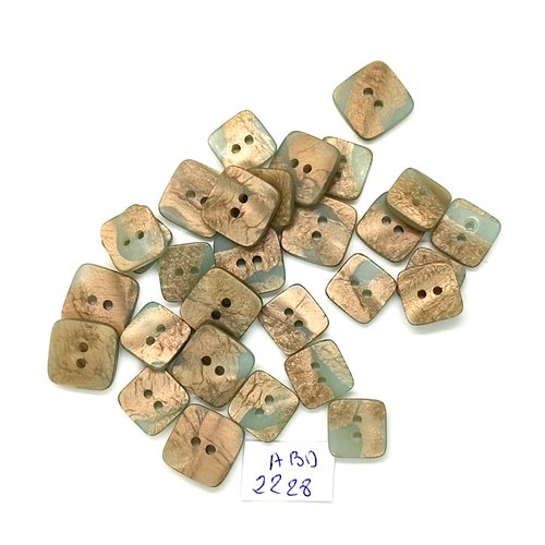 29 boutons résine gris et doré - 14x14mm et 12x12mm- abd2228