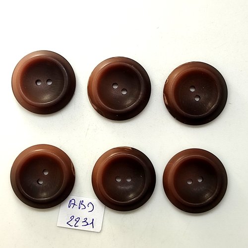 6 boutons résine marron - 18mm- abd2231
