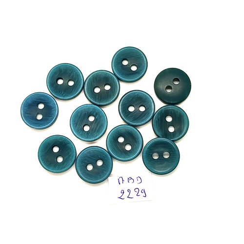 12 boutons résine bleu - 17mm- abd2229