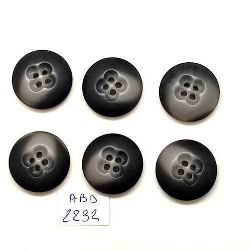 6 boutons résine gris - 22mm- abd2232