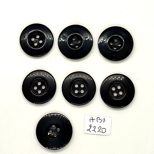 7 boutons en résine noir - 21mm - abd2220