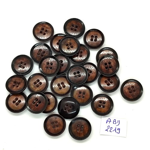 27 boutons résine noir et marron - entre 15mm et 16mm- abd2219