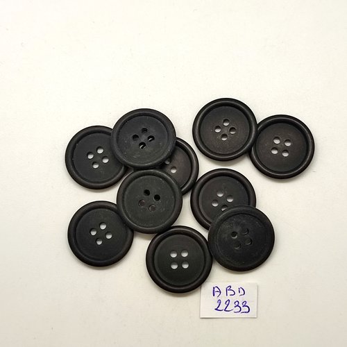 7 boutons résine noir - 22mm- abd2233