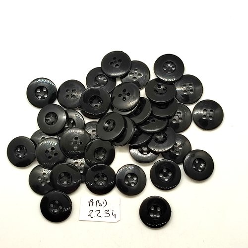30 boutons résine noir - 14mm- abd2234