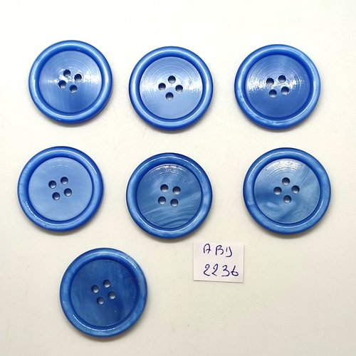 7 boutons résine bleu - 27mm- abd2236