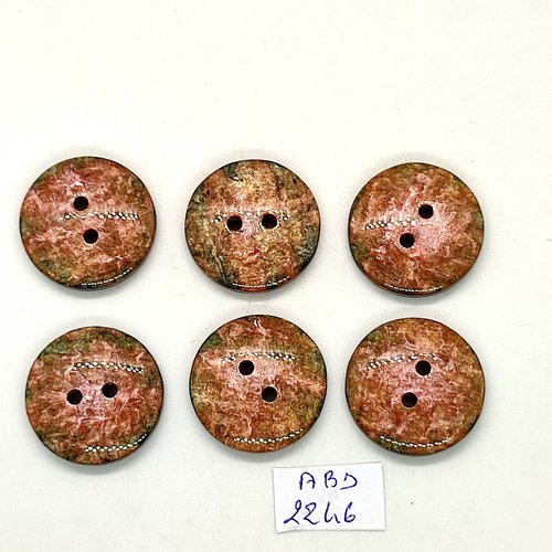 6 boutons résine multicolore - 23mm- abd2246
